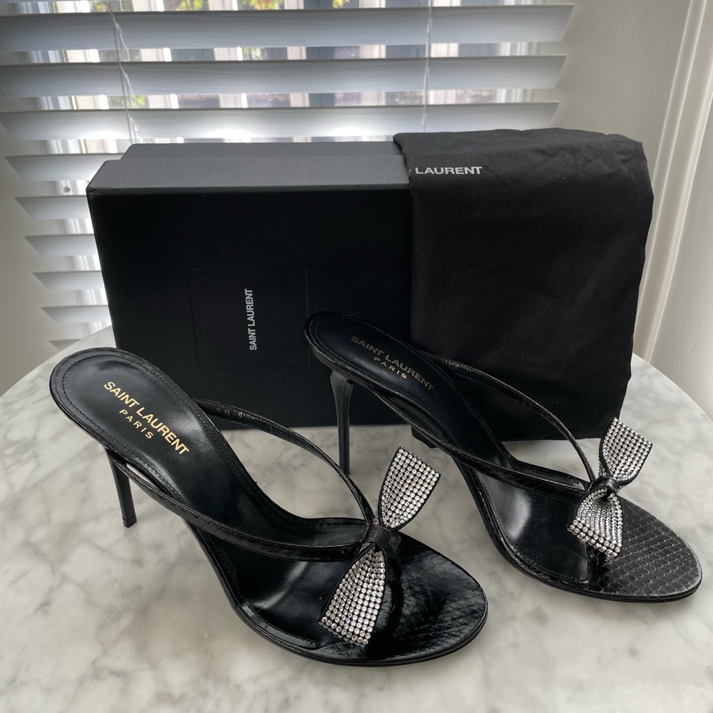 Brand New Saint Laurent Lexi 90 Embellished Leather Sandals
